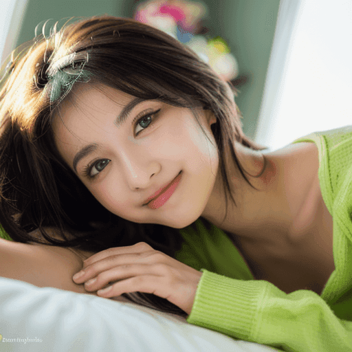 ベッドに横たわる美女