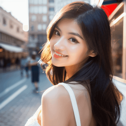振り返り美女