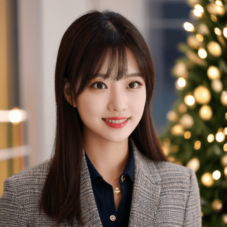 入社式の女性