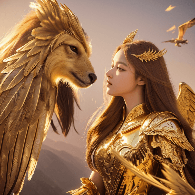 美女×犬型モンスターのAI画像|ファンタジー作例プロンプト
