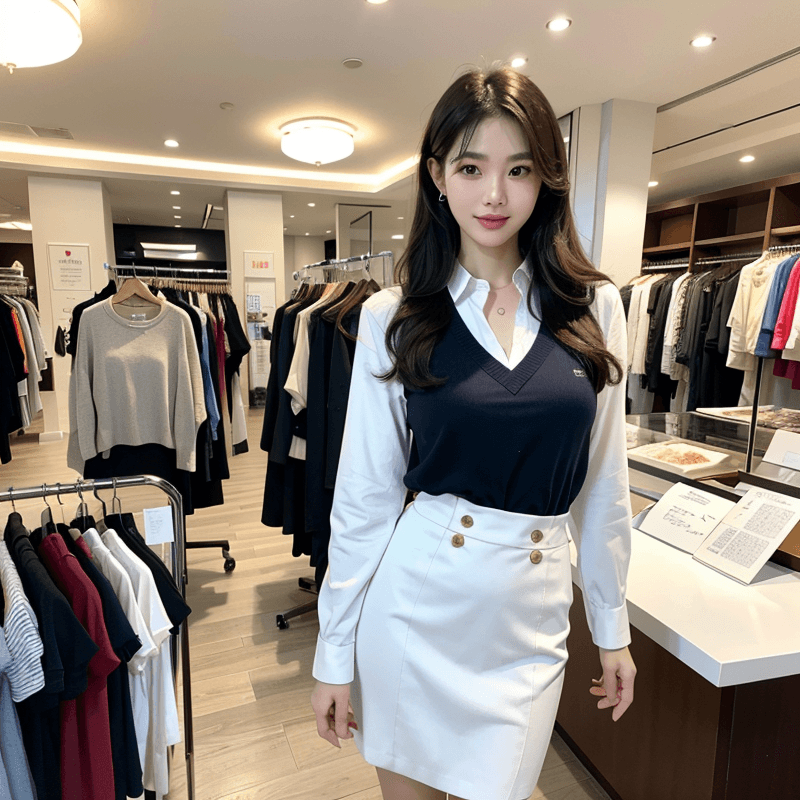 AI Prompt: Generate a Female Apparel Store Clerk Image
