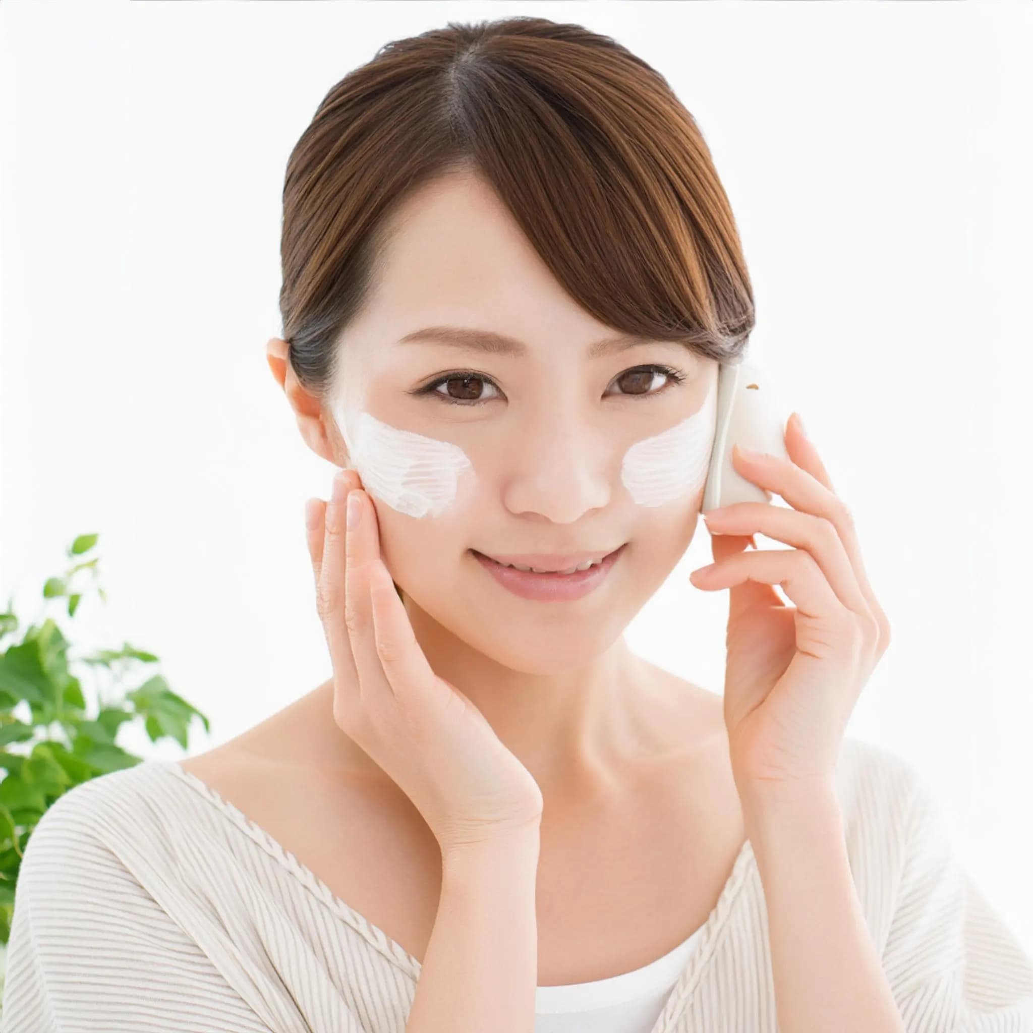 スキンケアをする女性