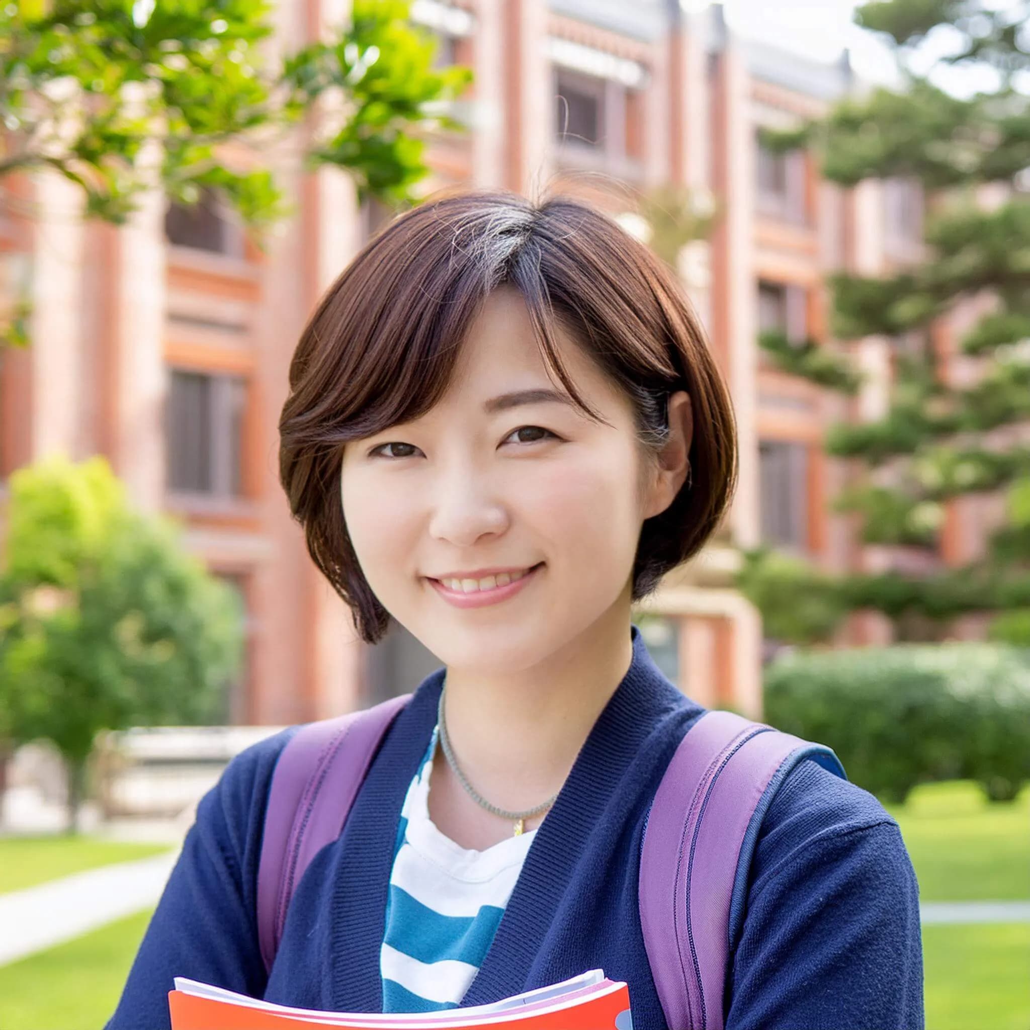 ショートヘアの女子大生