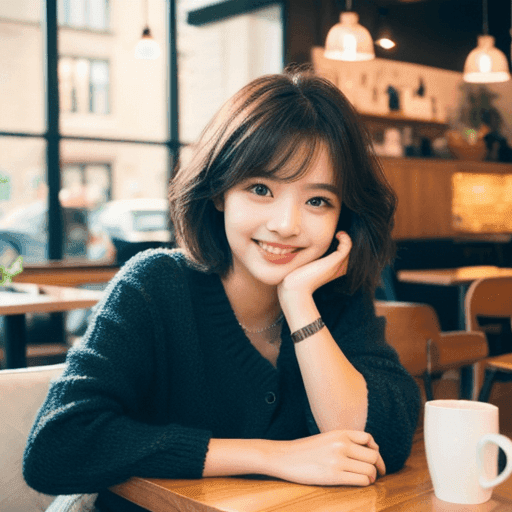 カフェにいる女性