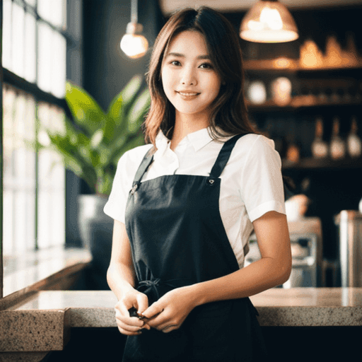 カフェで働く女性