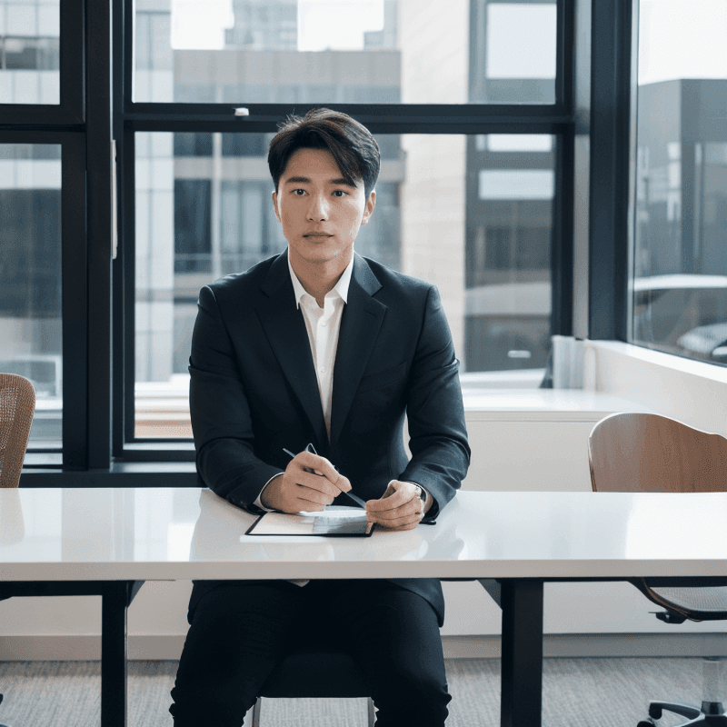 会議を受けている男性