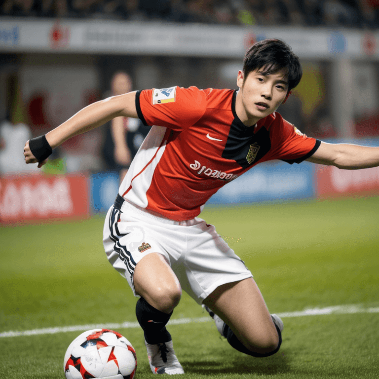 サッカーをしている男性