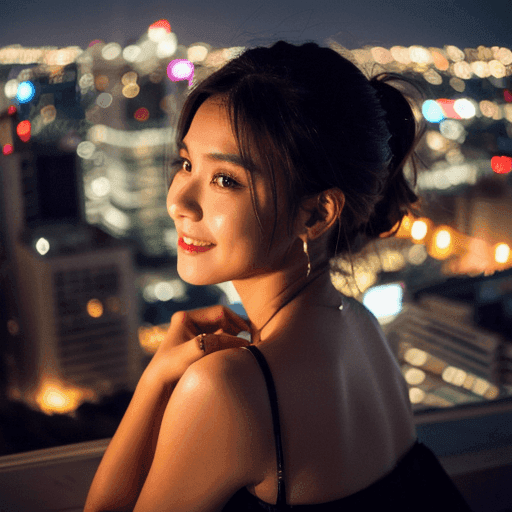 夜景を見ている女性の横顔