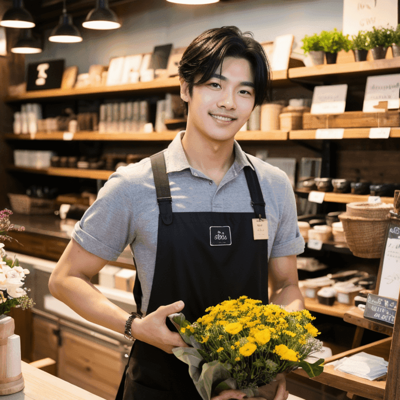 フローリストの男性