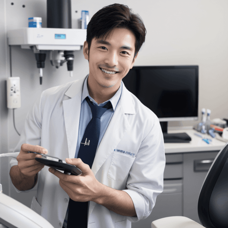 清潔感のある歯科医風の男性