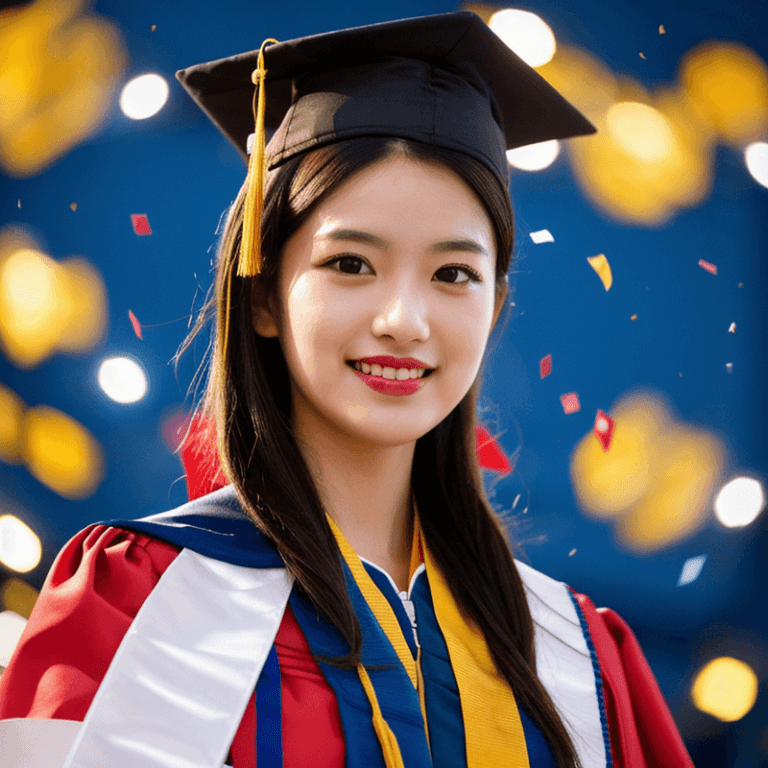 卒業式のセレモニーに参加する女性