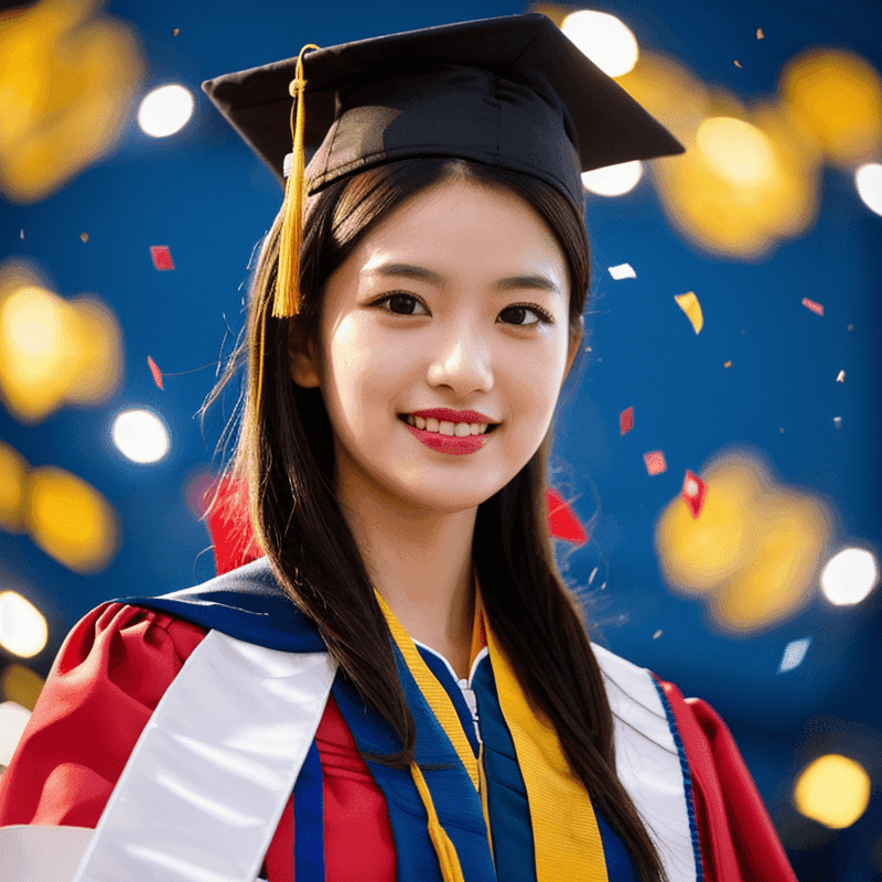 卒業式のセレモニーに参加する女性