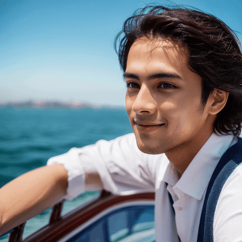 クルーザーにいる男性