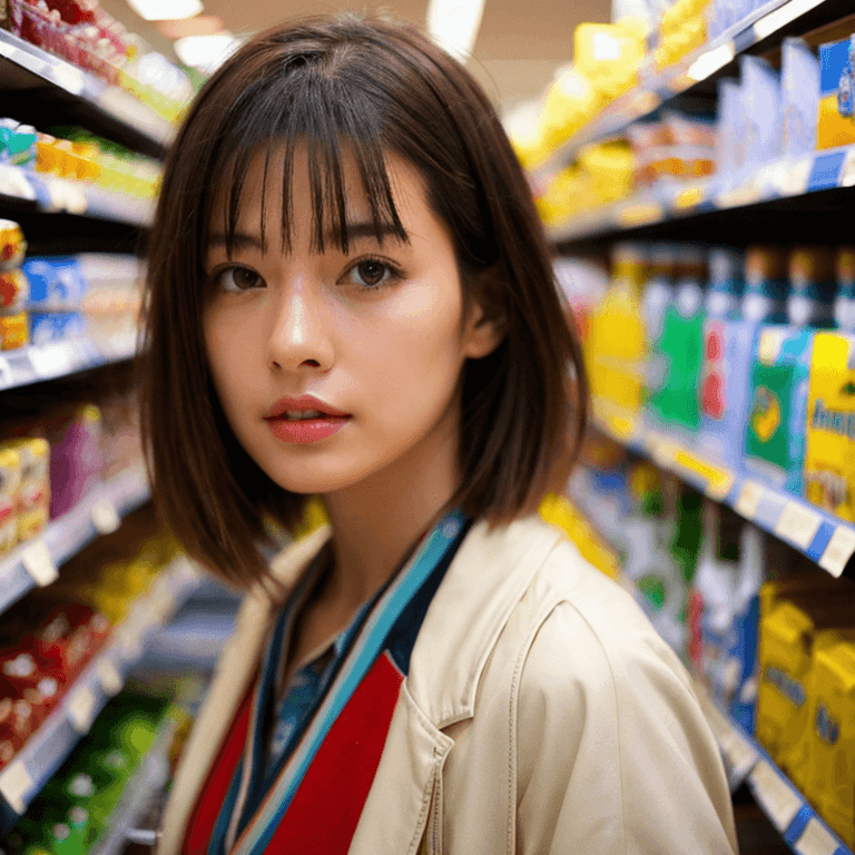 スーパーで買い物する女性