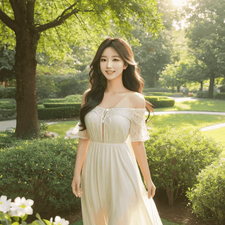 公園にいる美女