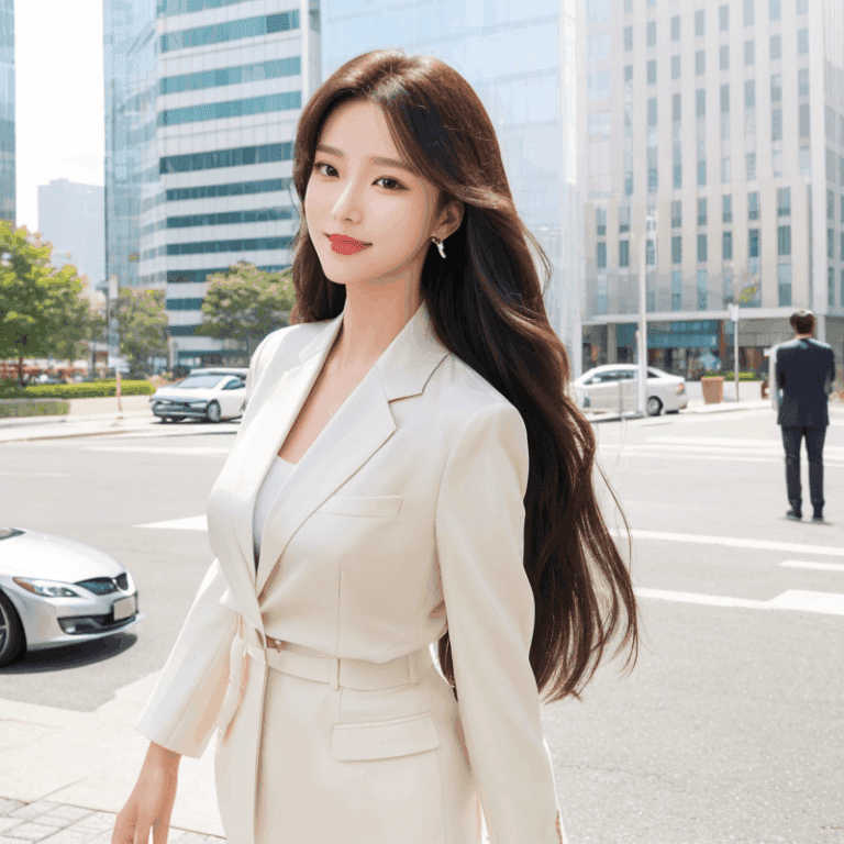 オフィス街を歩く美女