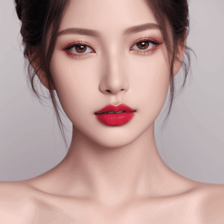 口紅の広告風美女