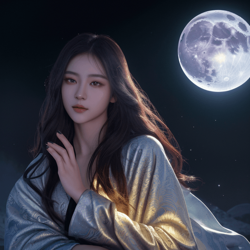 月明かりの中の巫女