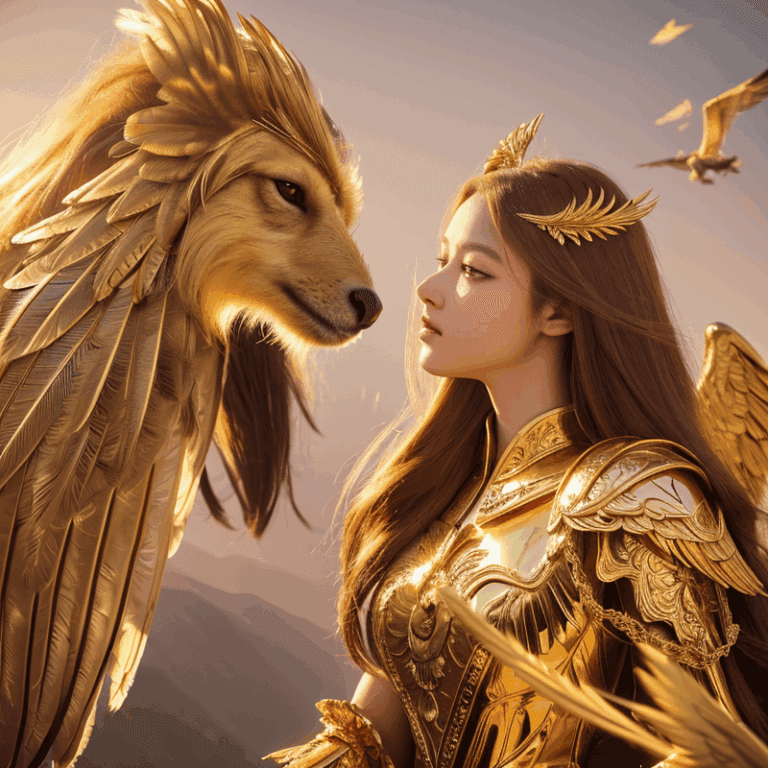 犬のモンスターと美女