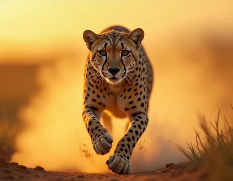 砂塵を裂く疾走 — 全速チーターの軌跡