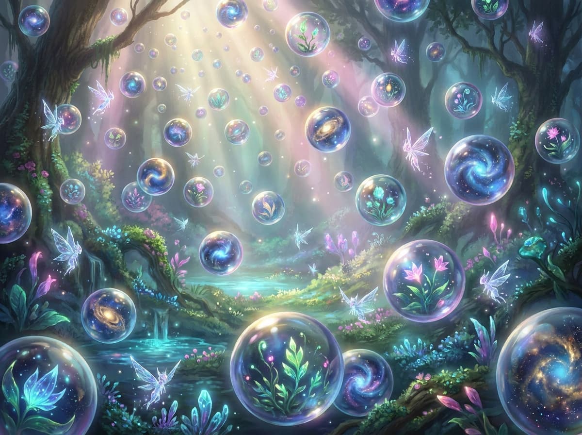 浮遊するビー玉の幻想世界