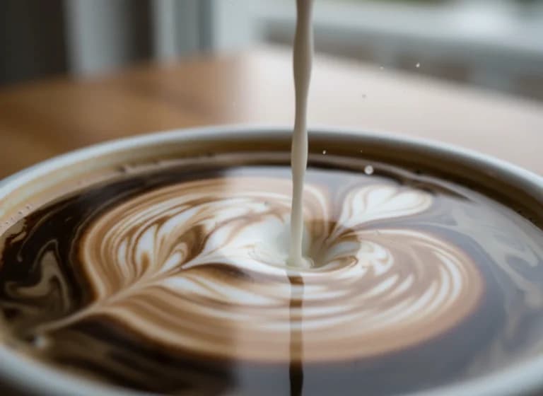 コーヒーにミルクが落ちる瞬間、奇跡の模様が生まれる！