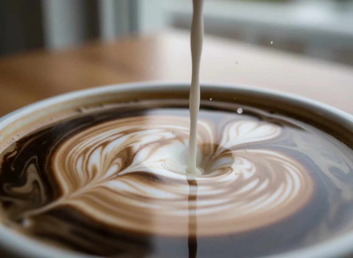 コーヒーにミルクが落ちる瞬間、奇跡の模様が生まれる！