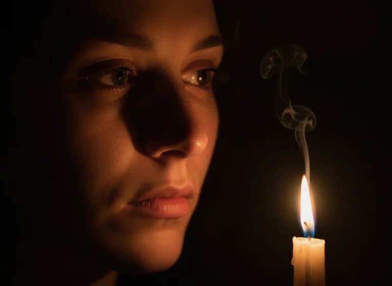 炎が灯す静寂：顔に宿る光と影