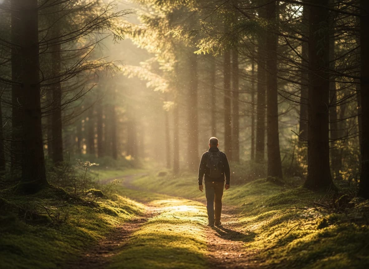 光の林道、後ろ姿が紡ぐ物語