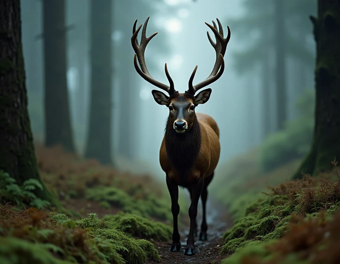 Misty Forest Deer at Dawn — AI-Generated Photo Prompt