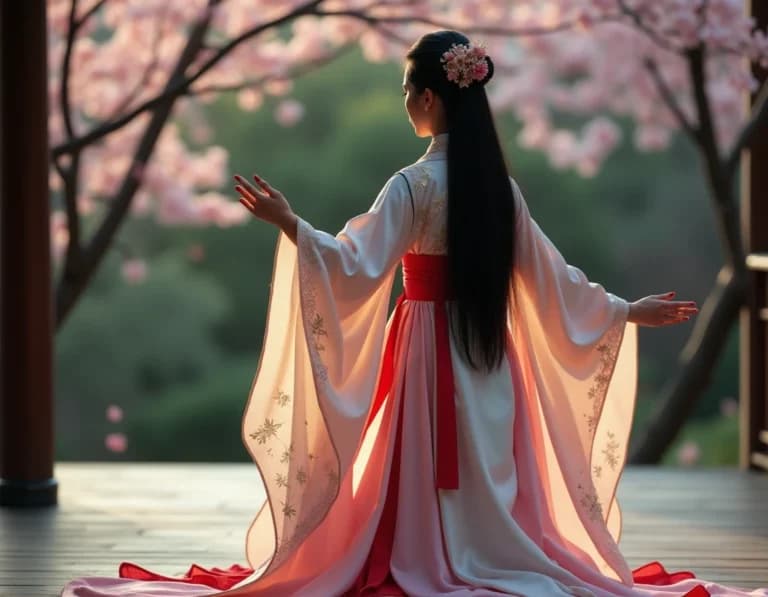 桜舞う天女の作例｜和風ドキュメンタリー写真プロンプト