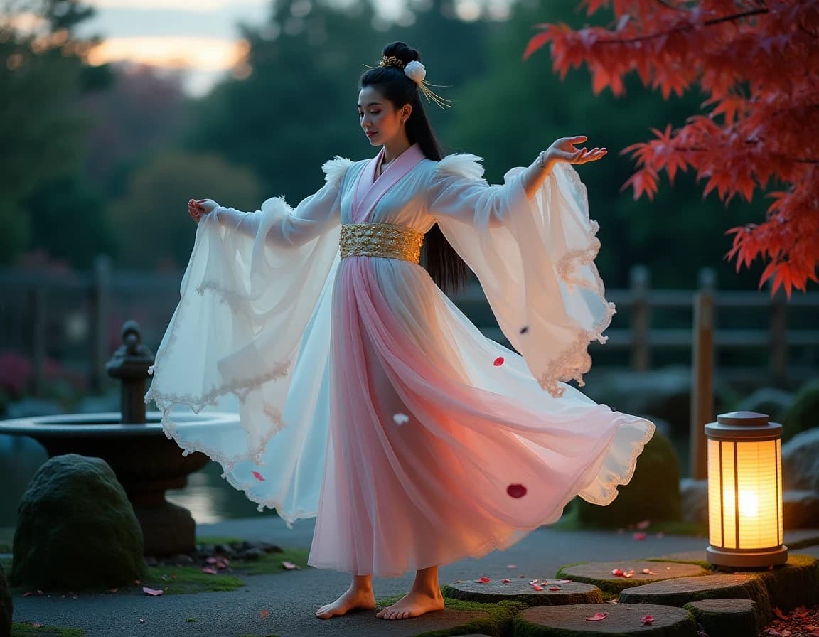 Celestial Dancer & Cherry Blossoms: AI Image Prompt Example