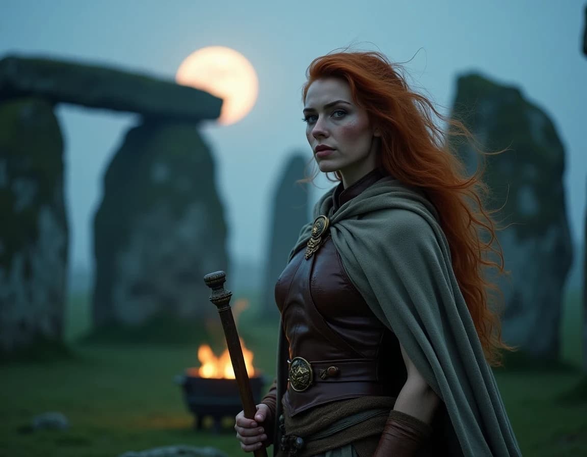 Celtic Warrior at Stone Circle Moonlight — AI Image Prompt