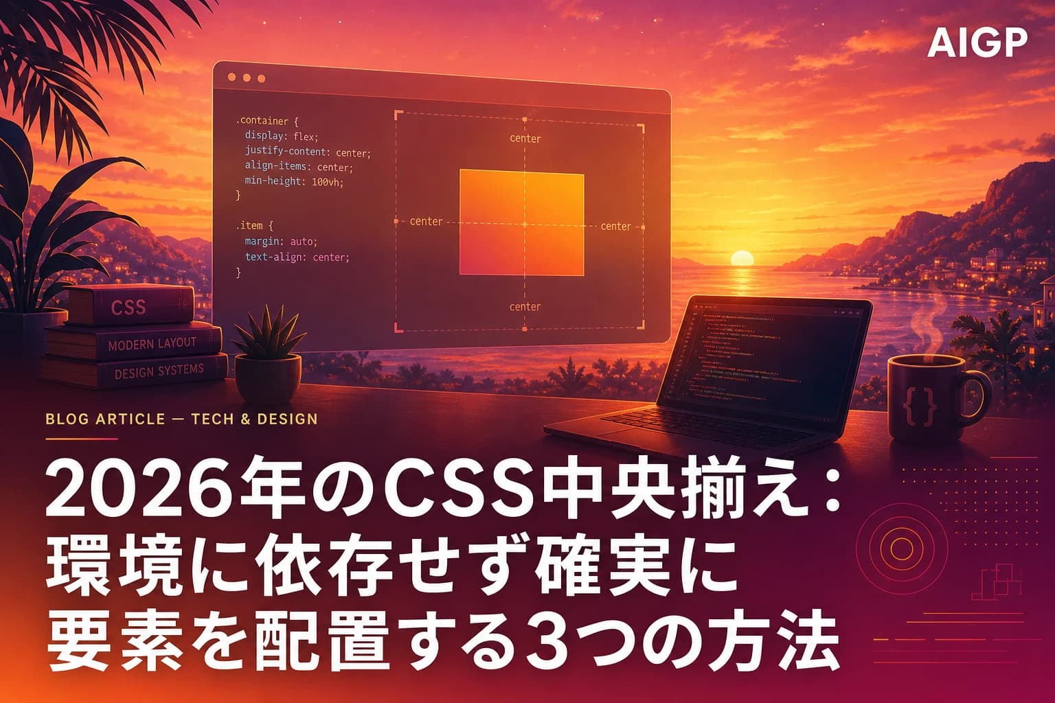 2026年CSS中央揃えの作例：Flex・Grid・Anchor対応プロンプト集