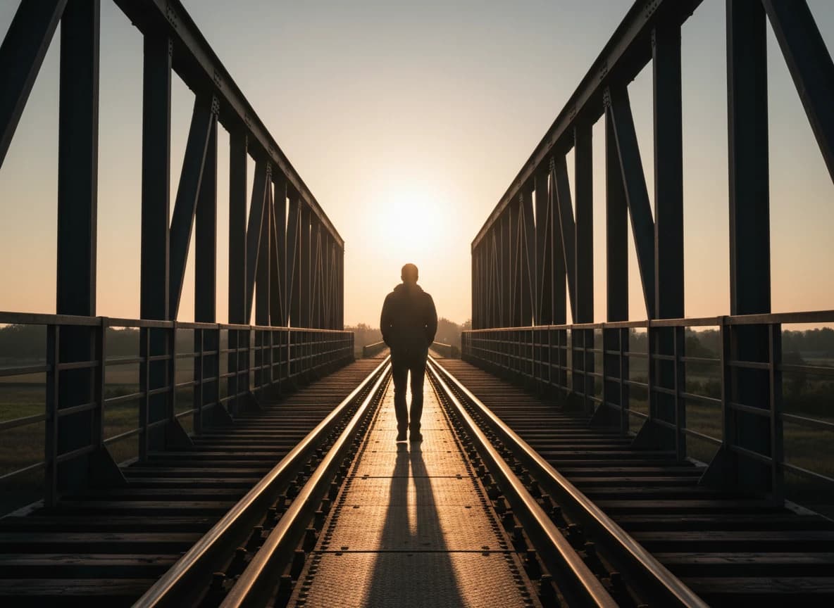 Cinematic Dusk Bridge Walk — AI-Generated Photo Prompt