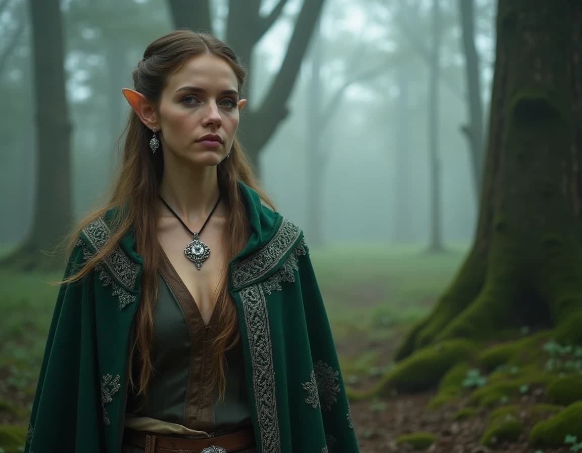 AI Fantasy Elf at Forest Dawn – Image Prompt Example