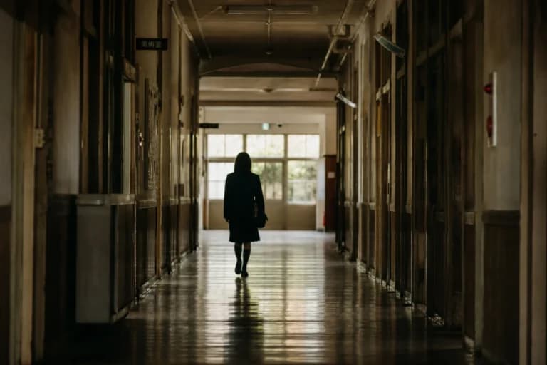 廊下の孤独な後ろ姿｜映画的AI生成プロンプト作例