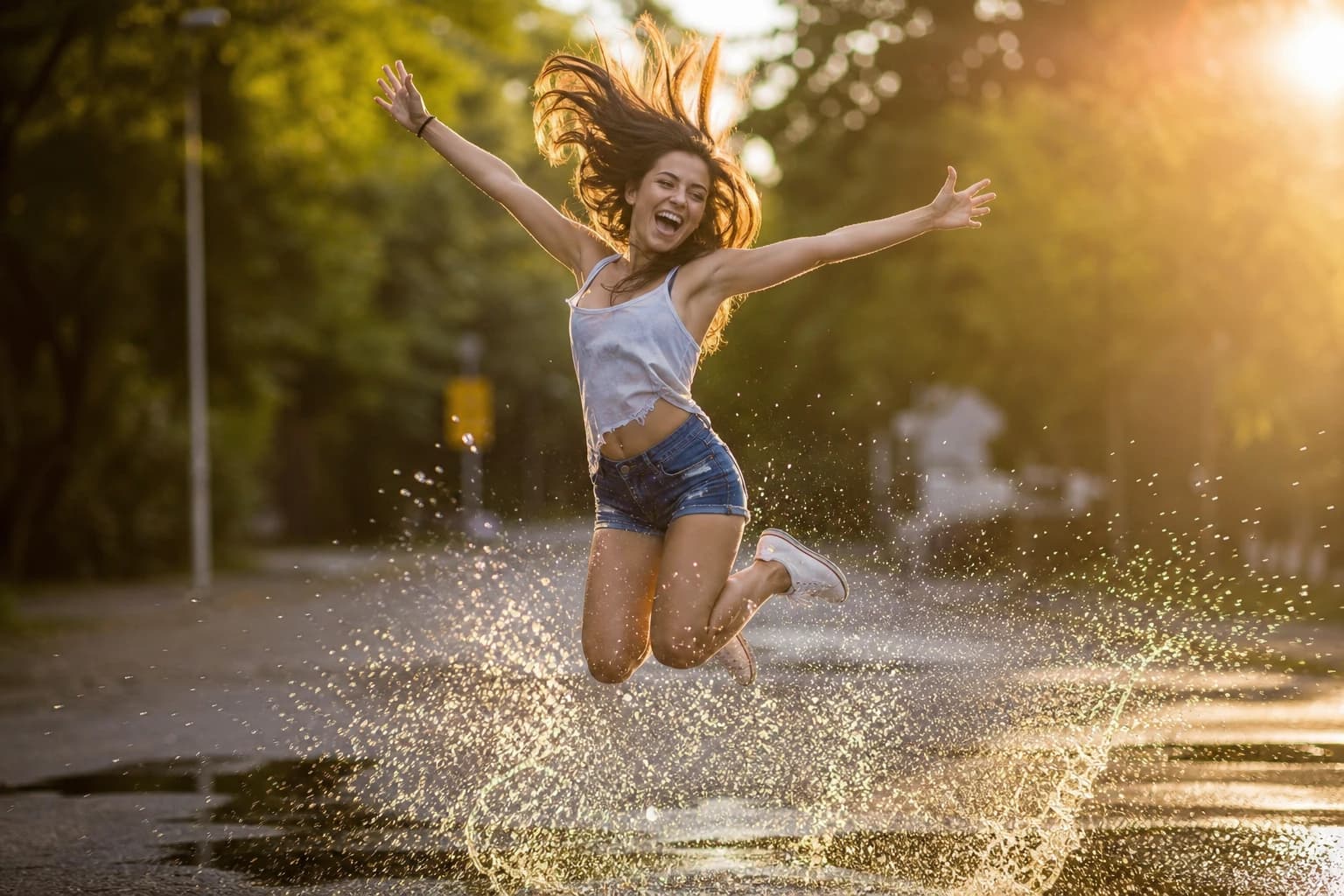 Prompt IA: foto de salto en el aire con pose dinámica