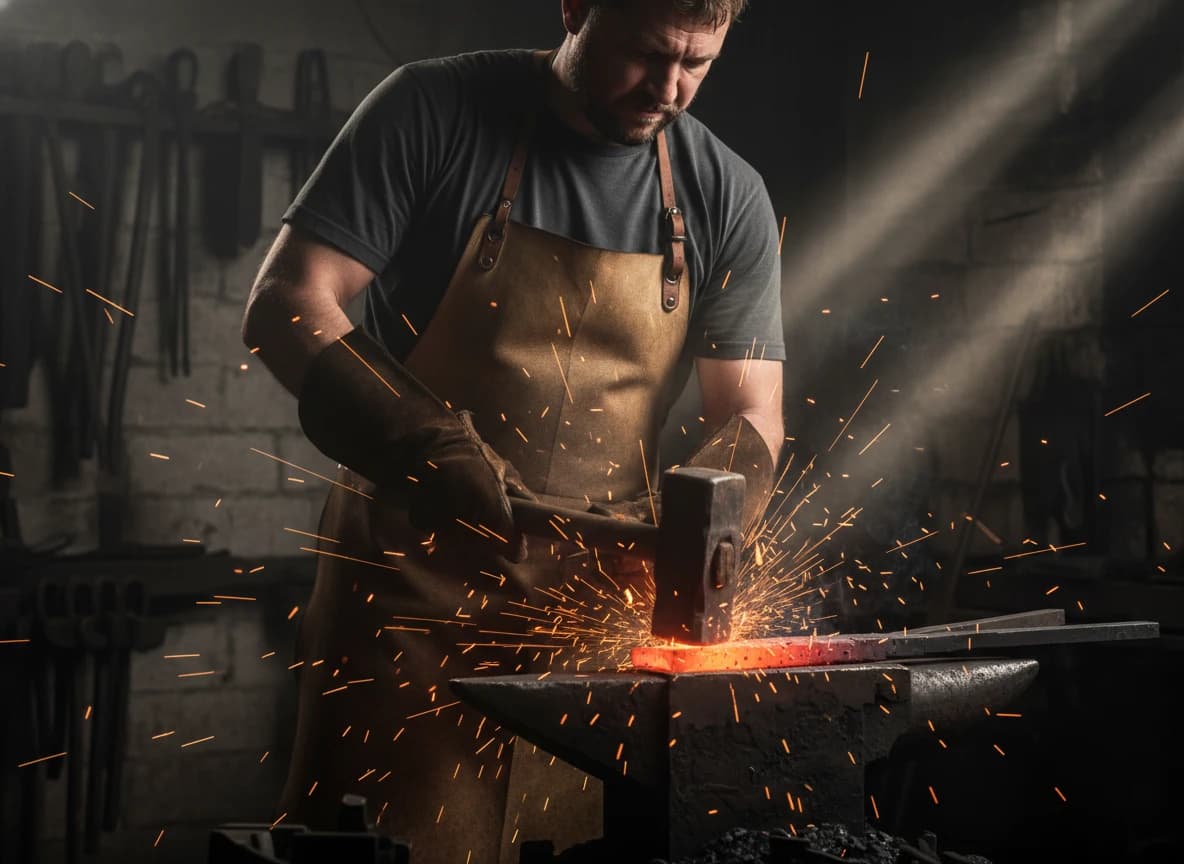 Forge Sparks AI Image Prompt — 8K Cinematic Blacksmith