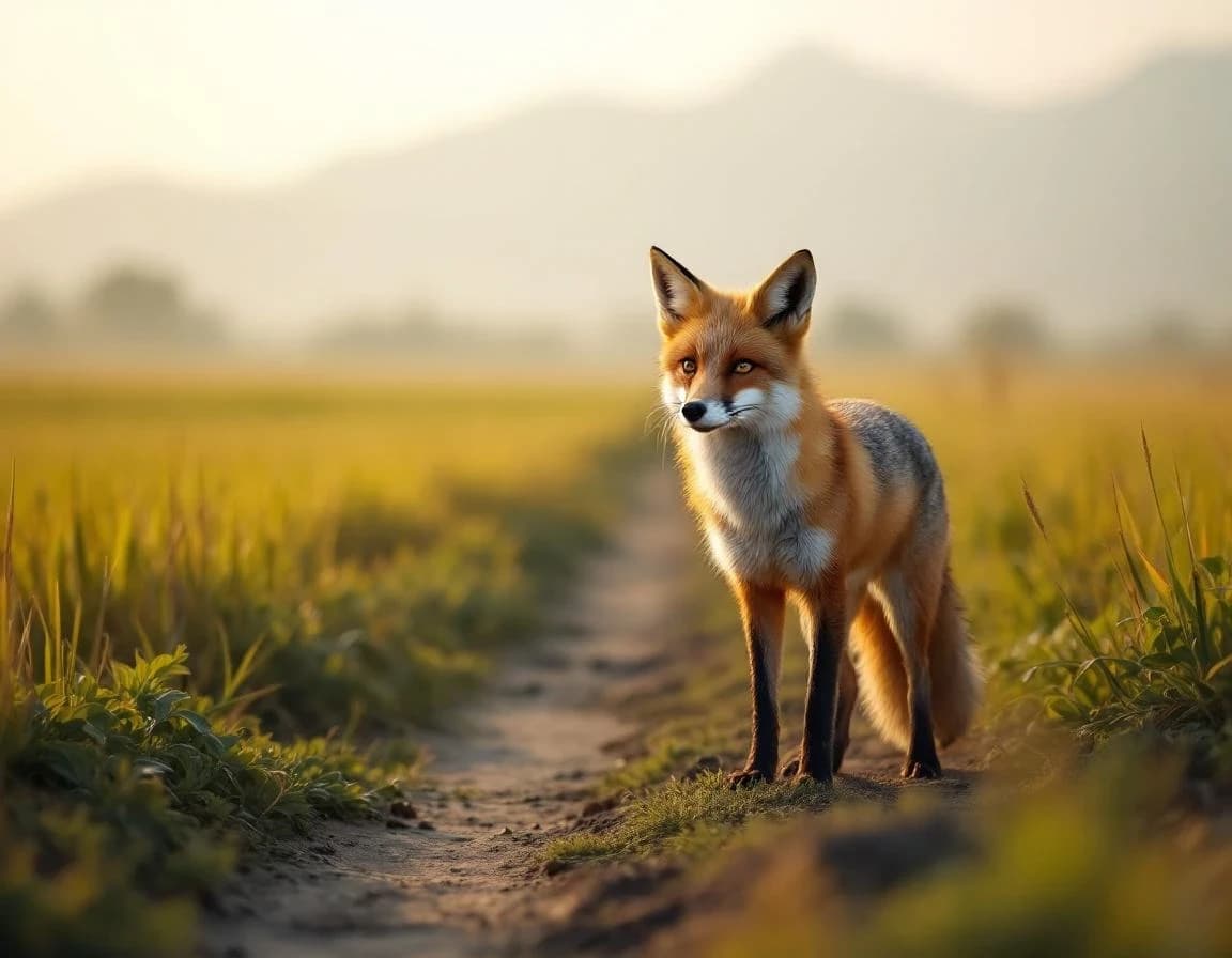 Wild Fox at Dusk: AI-Generated Wildlife Photo Prompt