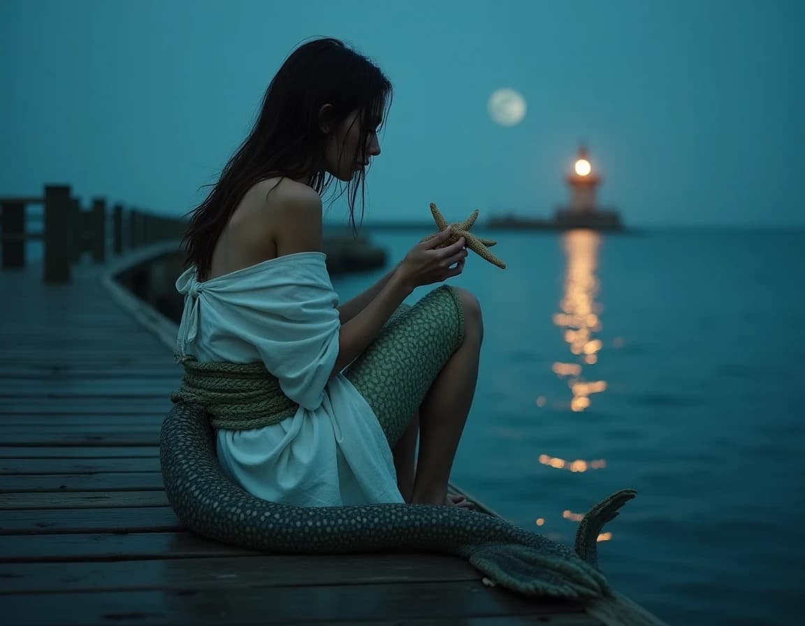 Moody Mermaid at Night — AI Portrait Prompt Example