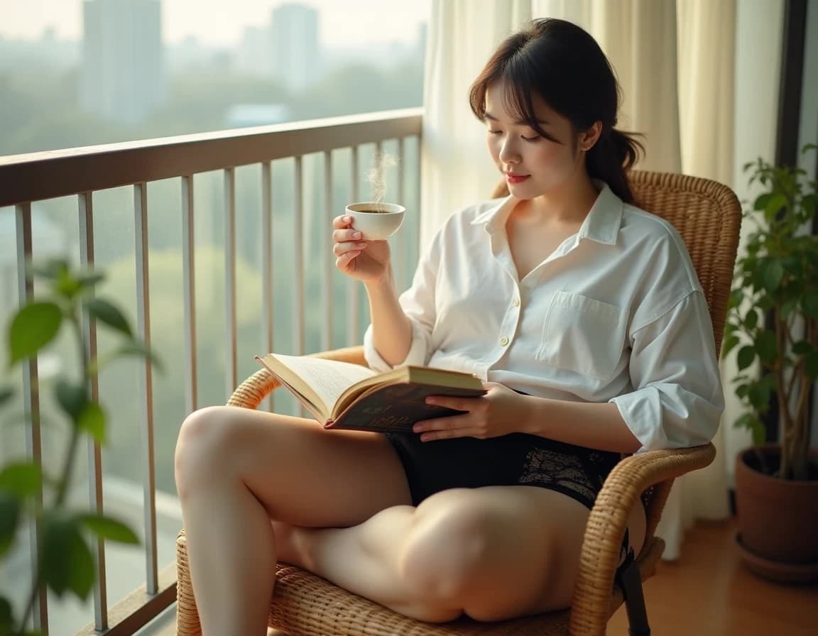 Prompt de foto IA: café en balcón por la mañana