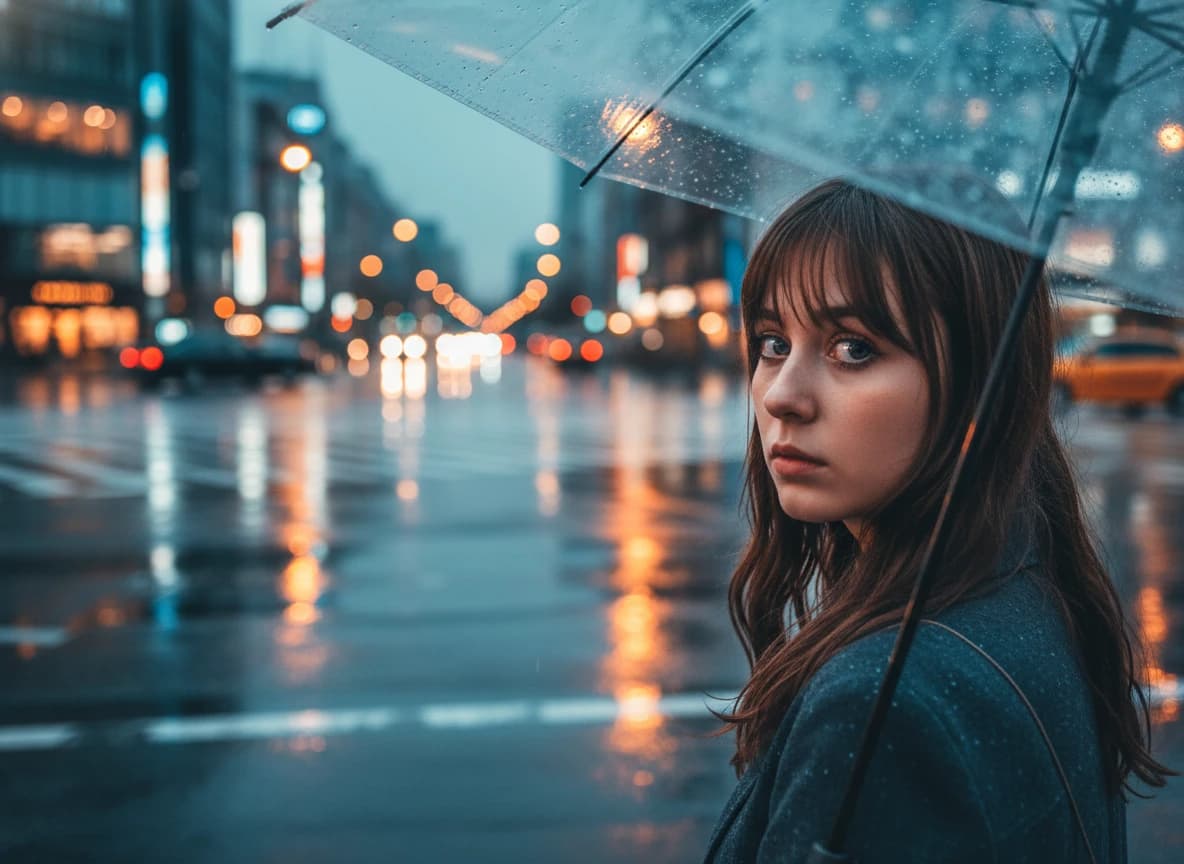 Rainy City Reflection – Cinematic AI Image Prompt Example