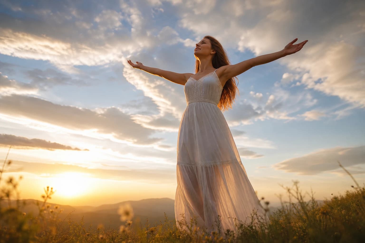Low-Angle Pose at Golden Hour — AI-Generated Photo Prompt