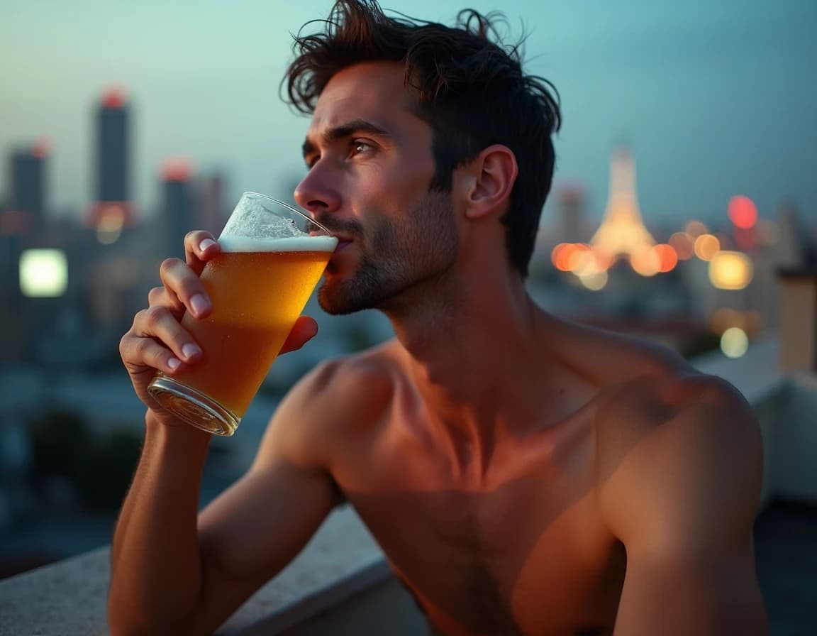 夕暮れが解く、都会のビール