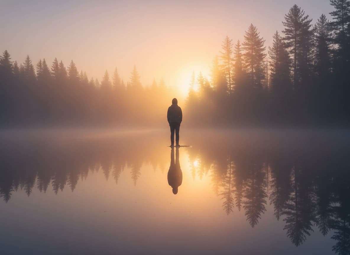 Misty Lake Dawn Mirror Reflection — AI Image Prompt