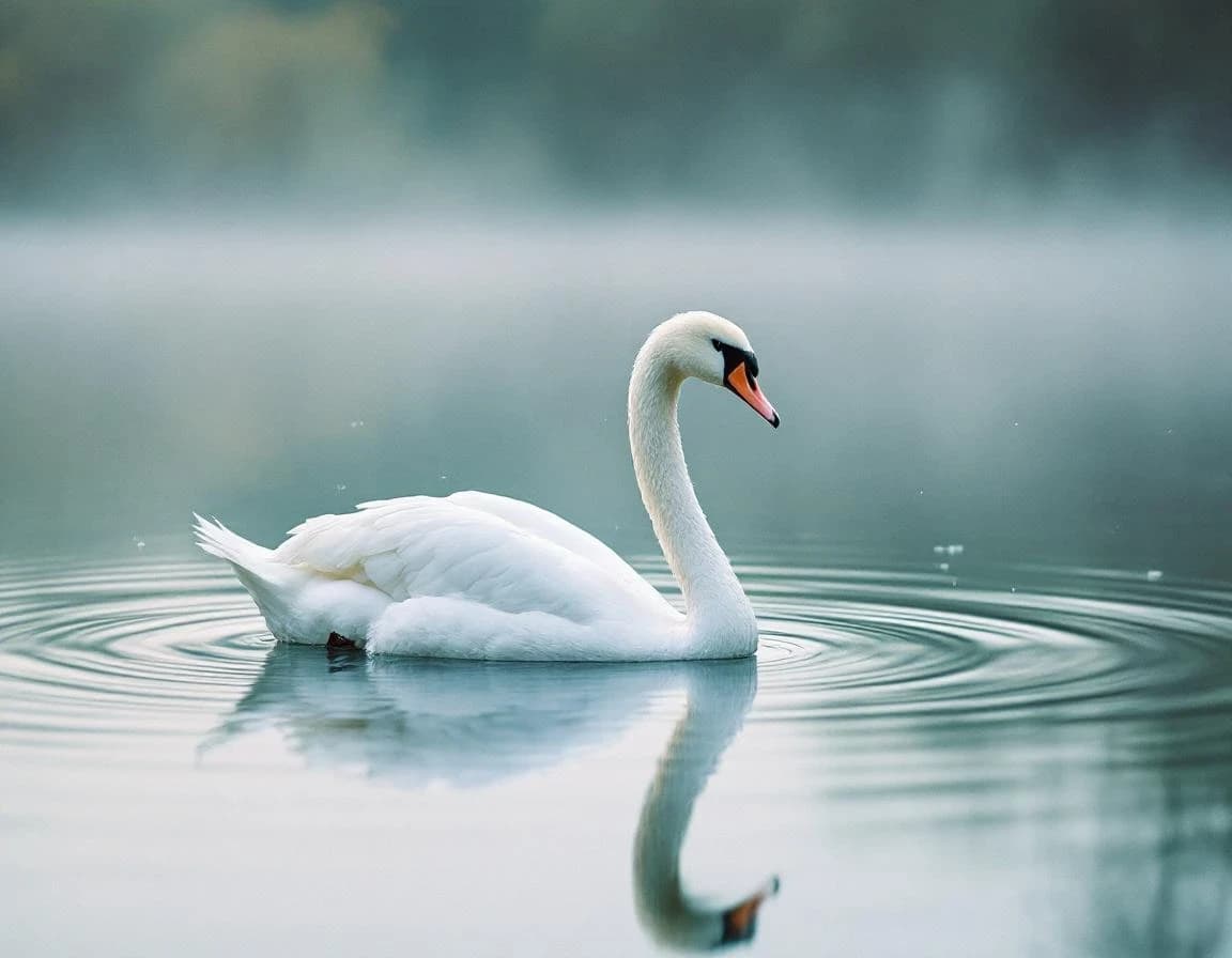 Swan Mirror Reflection – AI-Generated Wildlife Photo Prompt