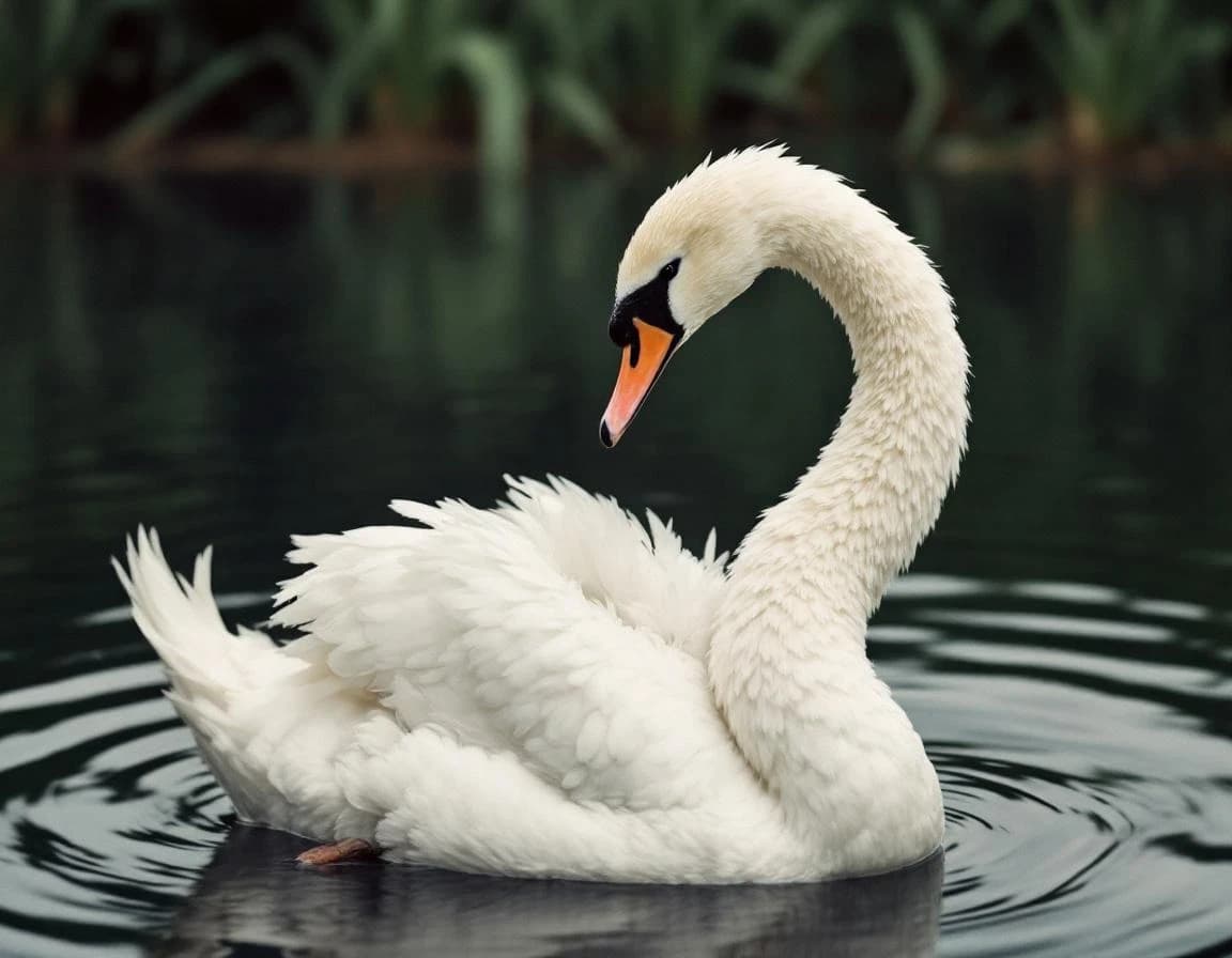 Swan Preening at Park Pond — AI-Generated Photo Prompt Example