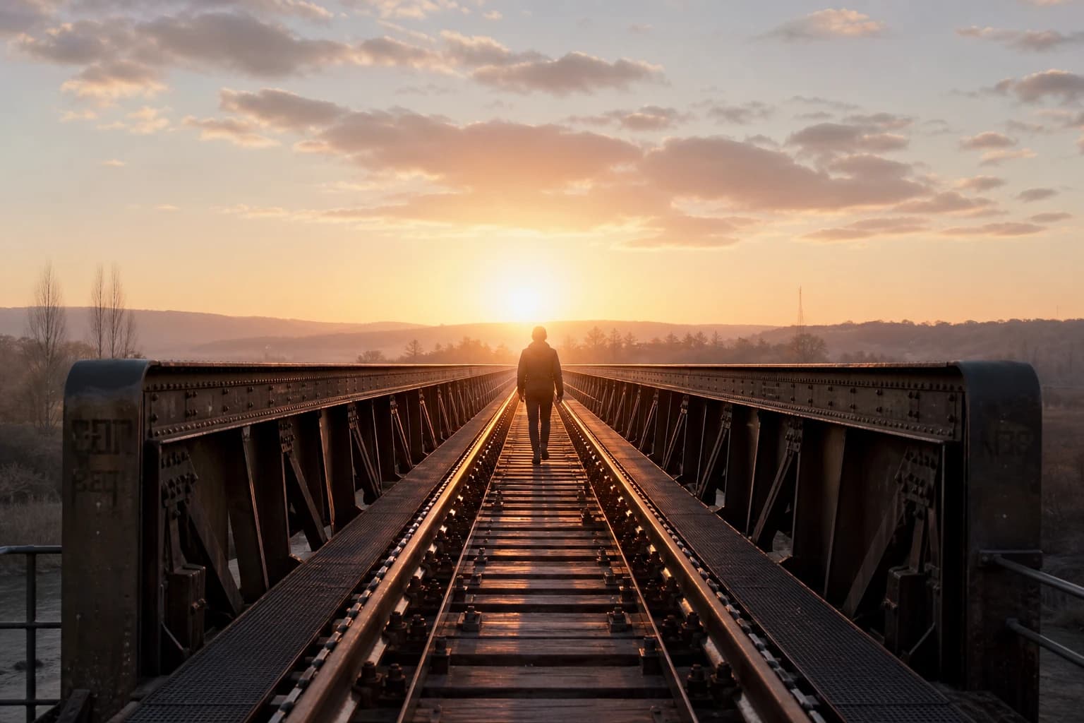 Puente al Atardecer en Perspectiva – Prompt de IA, Ejemplo
