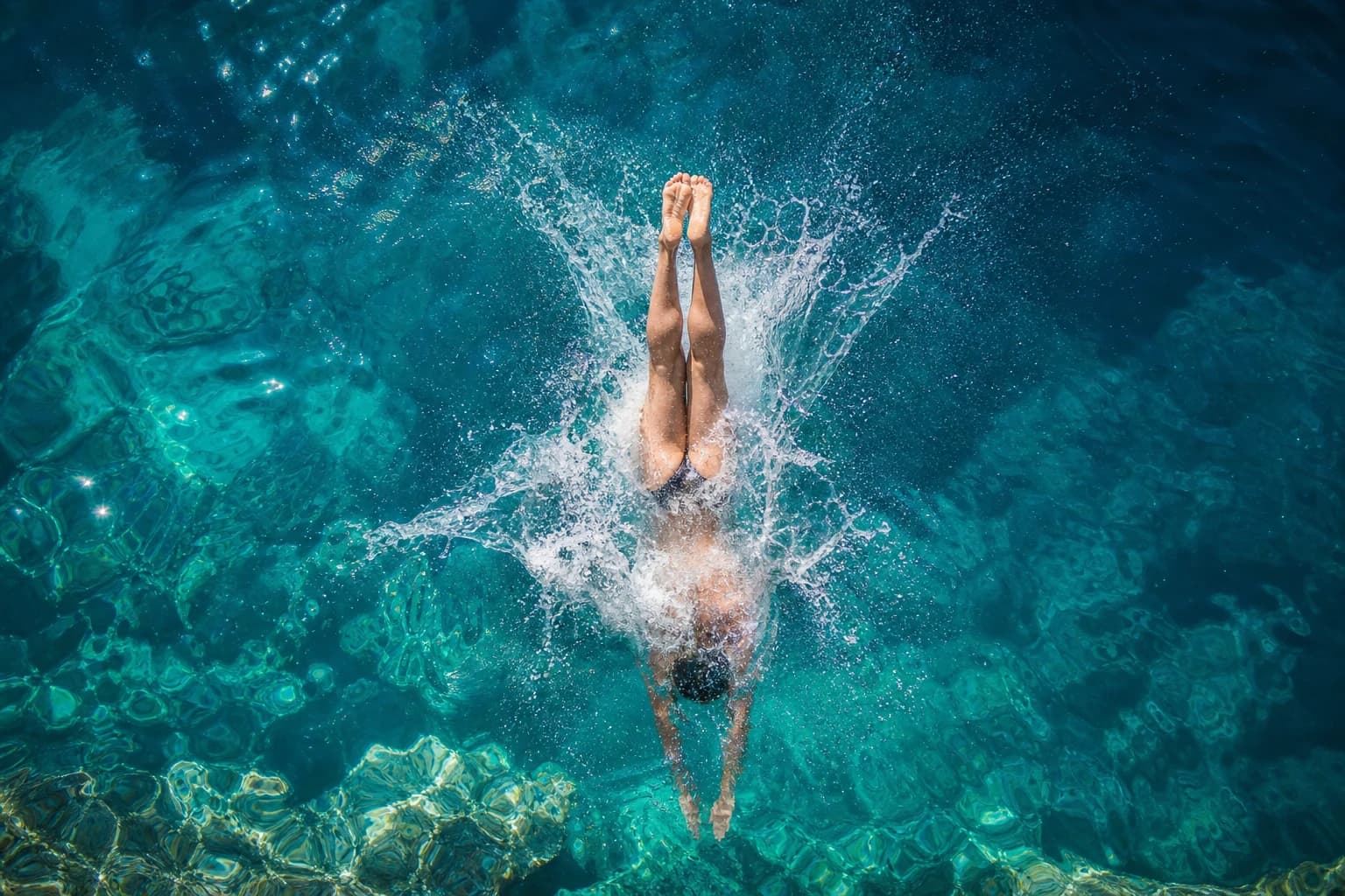 AI-Generated Top-Down Water Splash Photo Prompt Example